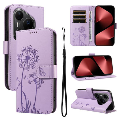 Dandelion Embossed Pattern Flip Leather Phone Case, For Huawei Pura 90 Pro Max 5G, For Huawei Pura 90 Pro 5G, For Huawei Pura 90 5G, For Huawei Nova 14 Lite / Nova 14, For Huawei Pura 80 Ultra 5G, For Huawei Pura 80 Pro 5G, For Huawei Pura 80 5G