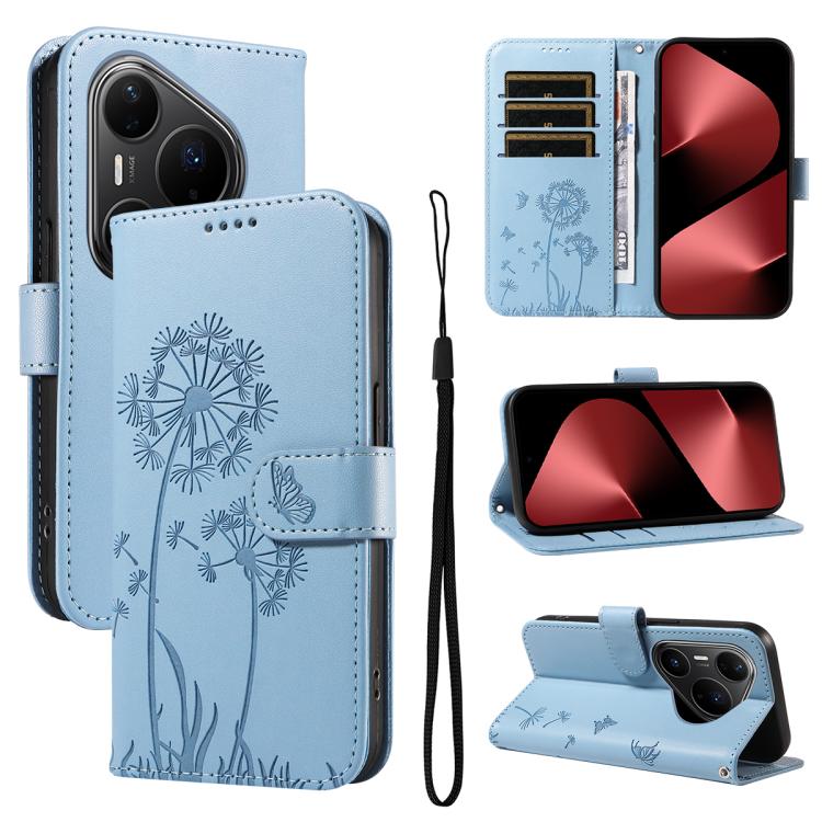 Dandelion Embossed Pattern Flip Leather Phone Case, For Huawei Pura 90 Pro Max 5G, For Huawei Pura 90 Pro 5G, For Huawei Pura 90 5G, For Huawei Nova 14 Lite / Nova 14, For Huawei Pura 80 Ultra 5G, For Huawei Pura 80 Pro 5G, For Huawei Pura 80 5G
