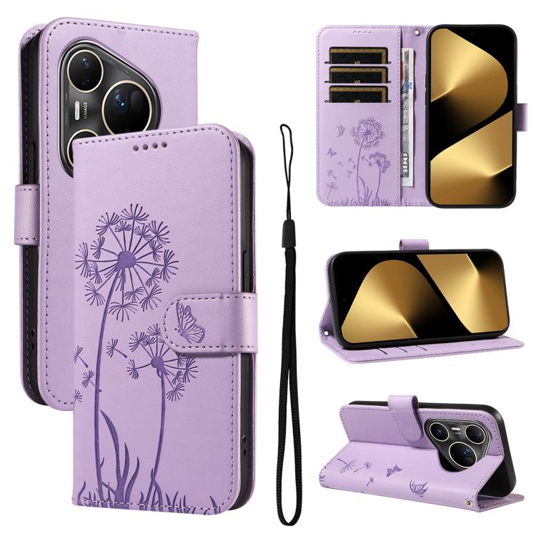 Dandelion Embossed Pattern Flip Leather Phone Case, For Huawei Pura 90 Pro Max 5G, For Huawei Pura 90 Pro 5G, For Huawei Pura 90 5G, For Huawei Nova 14 Lite / Nova 14, For Huawei Pura 80 Ultra 5G, For Huawei Pura 80 Pro 5G, For Huawei Pura 80 5G