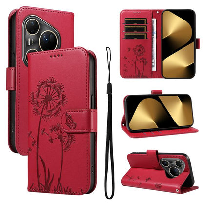Dandelion Embossed Pattern Flip Leather Phone Case, For Huawei Pura 90 Pro Max 5G, For Huawei Pura 90 Pro 5G, For Huawei Pura 90 5G, For Huawei Nova 14 Lite / Nova 14, For Huawei Pura 80 Ultra 5G, For Huawei Pura 80 Pro 5G, For Huawei Pura 80 5G