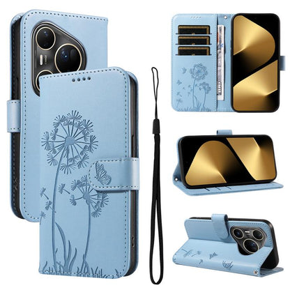 Dandelion Embossed Pattern Flip Leather Phone Case, For Huawei Pura 90 Pro Max 5G, For Huawei Pura 90 Pro 5G, For Huawei Pura 90 5G, For Huawei Nova 14 Lite / Nova 14, For Huawei Pura 80 Ultra 5G, For Huawei Pura 80 Pro 5G, For Huawei Pura 80 5G