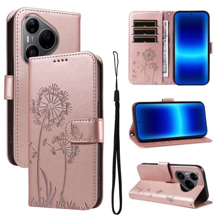 Dandelion Embossed Pattern Flip Leather Phone Case, For Huawei Pura 90 Pro Max 5G, For Huawei Pura 90 Pro 5G, For Huawei Pura 90 5G, For Huawei Nova 14 Lite / Nova 14, For Huawei Pura 80 Ultra 5G, For Huawei Pura 80 Pro 5G, For Huawei Pura 80 5G