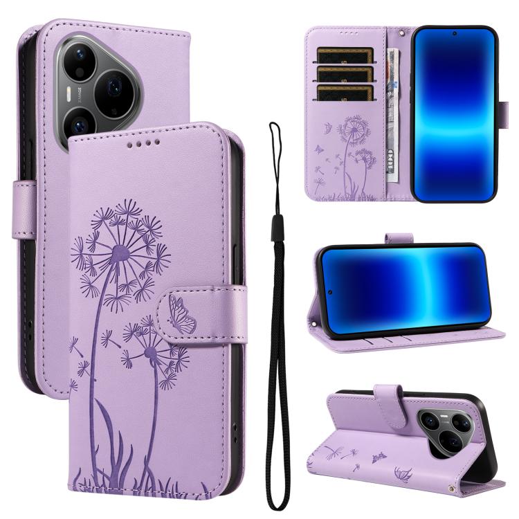 Dandelion Embossed Pattern Flip Leather Phone Case, For Huawei Pura 90 Pro Max 5G, For Huawei Pura 90 Pro 5G, For Huawei Pura 90 5G, For Huawei Nova 14 Lite / Nova 14, For Huawei Pura 80 Ultra 5G, For Huawei Pura 80 Pro 5G, For Huawei Pura 80 5G