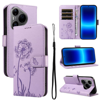 Dandelion Embossed Pattern Flip Leather Phone Case, For Huawei Pura 90 Pro Max 5G, For Huawei Pura 90 Pro 5G, For Huawei Pura 90 5G, For Huawei Nova 14 Lite / Nova 14, For Huawei Pura 80 Ultra 5G, For Huawei Pura 80 Pro 5G, For Huawei Pura 80 5G