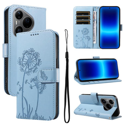 Dandelion Embossed Pattern Flip Leather Phone Case, For Huawei Pura 90 Pro Max 5G, For Huawei Pura 90 Pro 5G, For Huawei Pura 90 5G, For Huawei Nova 14 Lite / Nova 14, For Huawei Pura 80 Ultra 5G, For Huawei Pura 80 Pro 5G, For Huawei Pura 80 5G