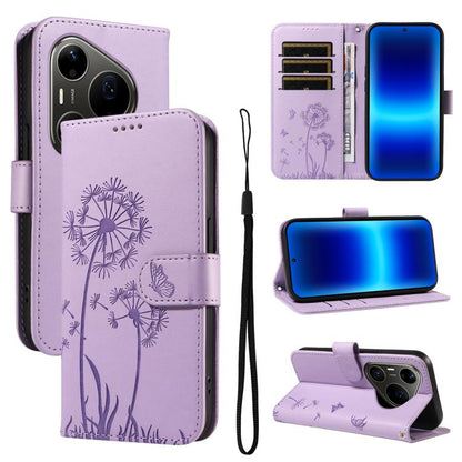 Dandelion Embossed Pattern Flip Leather Phone Case, For Huawei Pura 90 Pro Max 5G, For Huawei Pura 90 Pro 5G, For Huawei Pura 90 5G, For Huawei Nova 14 Lite / Nova 14, For Huawei Pura 80 Ultra 5G, For Huawei Pura 80 Pro 5G, For Huawei Pura 80 5G