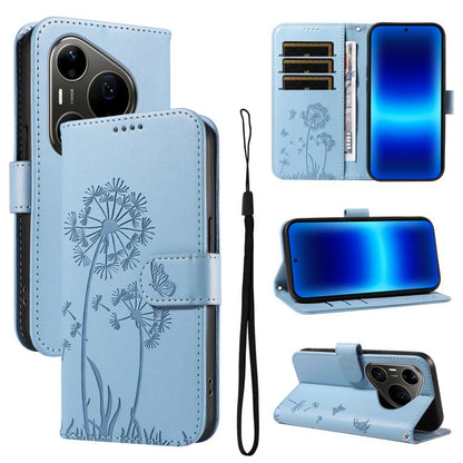 Dandelion Embossed Pattern Flip Leather Phone Case, For Huawei Pura 90 Pro Max 5G, For Huawei Pura 90 Pro 5G, For Huawei Pura 90 5G, For Huawei Nova 14 Lite / Nova 14, For Huawei Pura 80 Ultra 5G, For Huawei Pura 80 Pro 5G, For Huawei Pura 80 5G