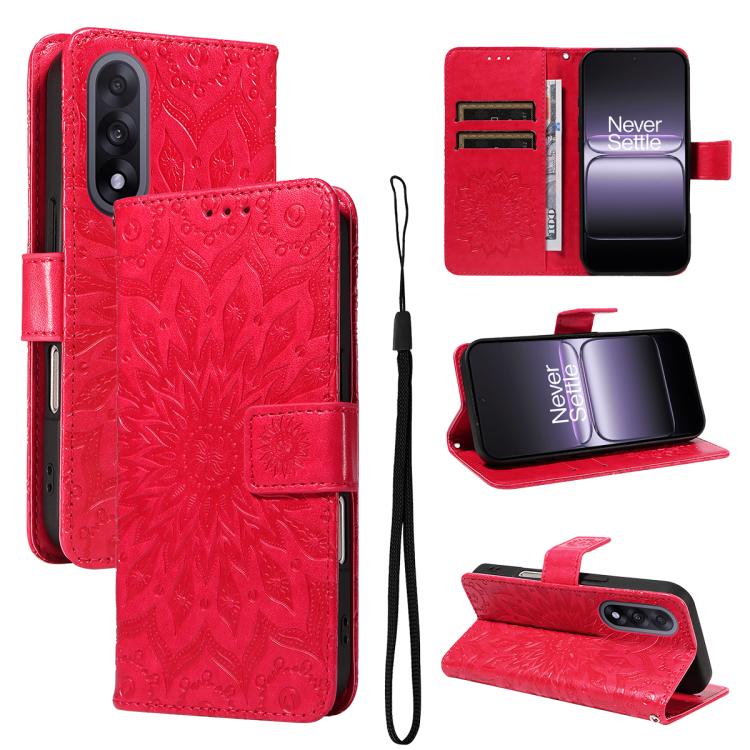 Embossed Sunflower Pattern Flip Leather Phone Case, For OnePlus Nord CE6 Lite/Turbo 6X 5G, For OnePlus Ace 6 Ultra, For OnePlus Ace 6 5G, For OnePlus 15, For OnePlus ACE 5 Ultra, For OnePlus Nord CE5