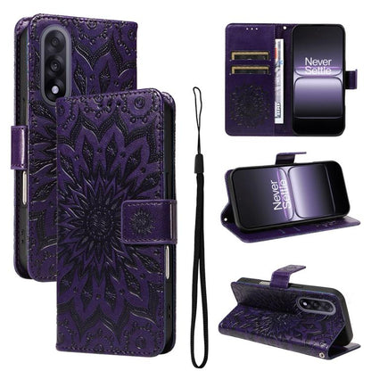 Embossed Sunflower Pattern Flip Leather Phone Case, For OnePlus Nord CE6 Lite/Turbo 6X 5G, For OnePlus Ace 6 Ultra, For OnePlus Ace 6 5G, For OnePlus 15, For OnePlus ACE 5 Ultra, For OnePlus Nord CE5