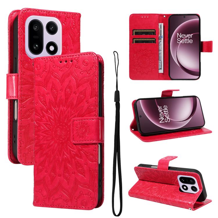 Embossed Sunflower Pattern Flip Leather Phone Case, For OnePlus Nord CE6 Lite/Turbo 6X 5G, For OnePlus Ace 6 Ultra, For OnePlus Ace 6 5G, For OnePlus 15, For OnePlus ACE 5 Ultra, For OnePlus Nord CE5