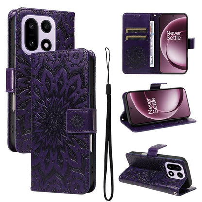 Embossed Sunflower Pattern Flip Leather Phone Case, For OnePlus Nord CE6 Lite/Turbo 6X 5G, For OnePlus Ace 6 Ultra, For OnePlus Ace 6 5G, For OnePlus 15, For OnePlus ACE 5 Ultra, For OnePlus Nord CE5