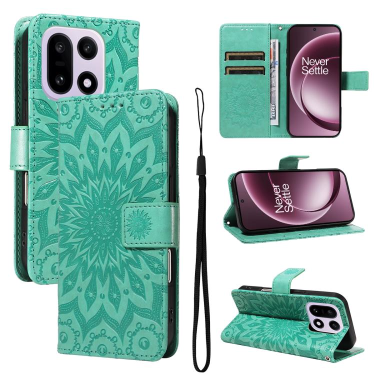 Embossed Sunflower Pattern Flip Leather Phone Case, For OnePlus Nord CE6 Lite/Turbo 6X 5G, For OnePlus Ace 6 Ultra, For OnePlus Ace 6 5G, For OnePlus 15, For OnePlus ACE 5 Ultra, For OnePlus Nord CE5