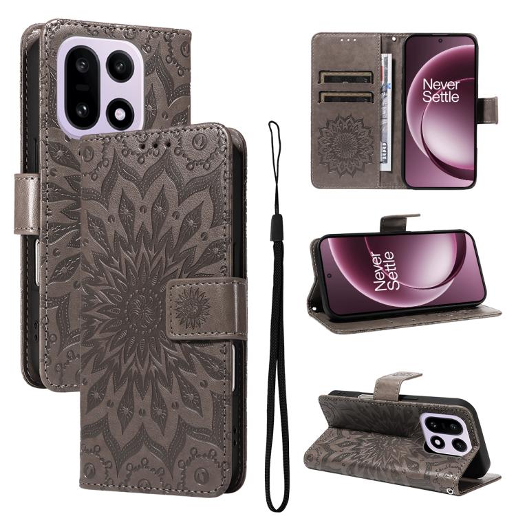 Embossed Sunflower Pattern Flip Leather Phone Case, For OnePlus Nord CE6 Lite/Turbo 6X 5G, For OnePlus Ace 6 Ultra, For OnePlus Ace 6 5G, For OnePlus 15, For OnePlus ACE 5 Ultra, For OnePlus Nord CE5
