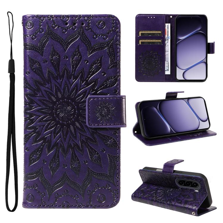 Embossed Sunflower Pattern Flip Leather Phone Case, For OnePlus Nord CE6 Lite/Turbo 6X 5G, For OnePlus Ace 6 Ultra, For OnePlus Ace 6 5G, For OnePlus 15, For OnePlus ACE 5 Ultra, For OnePlus Nord CE5