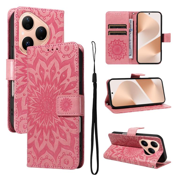 Embossed Sunflower Pattern Flip Leather Phone Case, For Huawei Pura 90 Pro Max 5G, For Huawei Pura 90 Pro 5G, For Huawei Pura 90 5G, For Huawei nova 14 5G / 14 Lite 5G, For Huawei Pura 80 Ultra 5G, For Huawei Pura 80 Pro 5G, For Huawei Pura 80 5G