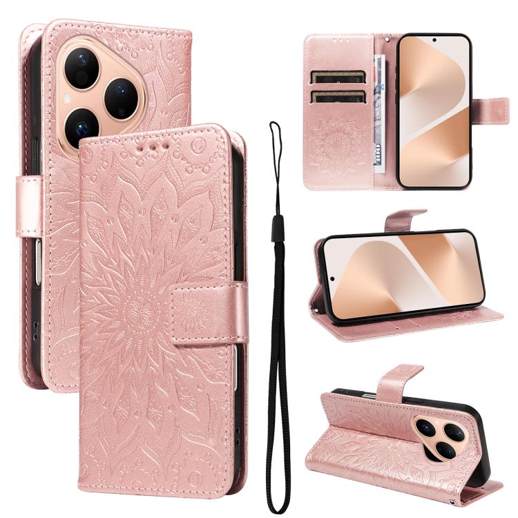 Embossed Sunflower Pattern Flip Leather Phone Case, For Huawei Pura 90 Pro Max 5G, For Huawei Pura 90 Pro 5G, For Huawei Pura 90 5G, For Huawei nova 14 5G / 14 Lite 5G, For Huawei Pura 80 Ultra 5G, For Huawei Pura 80 Pro 5G, For Huawei Pura 80 5G