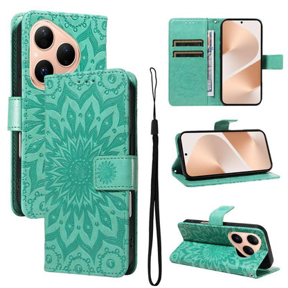 Embossed Sunflower Pattern Flip Leather Phone Case, For Huawei Pura 90 Pro Max 5G, For Huawei Pura 90 Pro 5G, For Huawei Pura 90 5G, For Huawei nova 14 5G / 14 Lite 5G, For Huawei Pura 80 Ultra 5G, For Huawei Pura 80 Pro 5G, For Huawei Pura 80 5G
