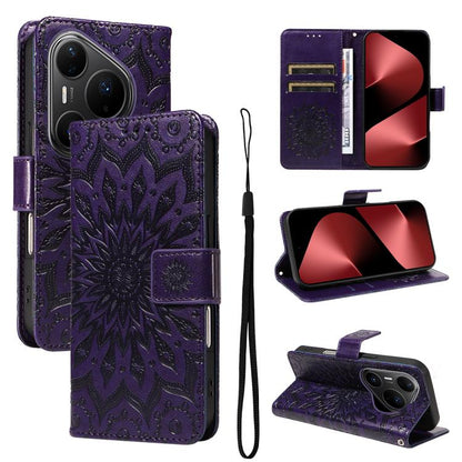 Embossed Sunflower Pattern Flip Leather Phone Case, For Huawei Pura 90 Pro Max 5G, For Huawei Pura 90 Pro 5G, For Huawei Pura 90 5G, For Huawei nova 14 5G / 14 Lite 5G, For Huawei Pura 80 Ultra 5G, For Huawei Pura 80 Pro 5G, For Huawei Pura 80 5G