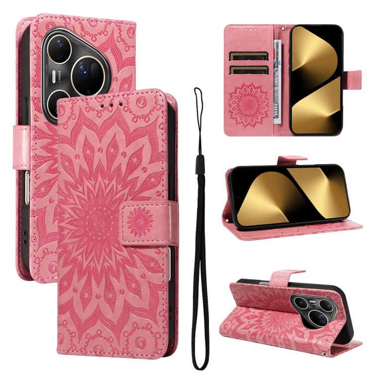 Embossed Sunflower Pattern Flip Leather Phone Case, For Huawei Pura 90 Pro Max 5G, For Huawei Pura 90 Pro 5G, For Huawei Pura 90 5G, For Huawei nova 14 5G / 14 Lite 5G, For Huawei Pura 80 Ultra 5G, For Huawei Pura 80 Pro 5G, For Huawei Pura 80 5G