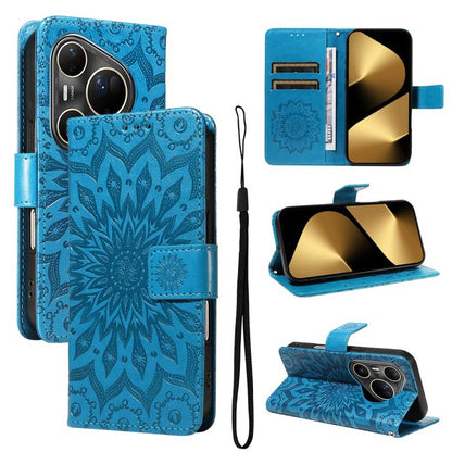 Embossed Sunflower Pattern Flip Leather Phone Case, For Huawei Pura 90 Pro Max 5G, For Huawei Pura 90 Pro 5G, For Huawei Pura 90 5G, For Huawei nova 14 5G / 14 Lite 5G, For Huawei Pura 80 Ultra 5G, For Huawei Pura 80 Pro 5G, For Huawei Pura 80 5G