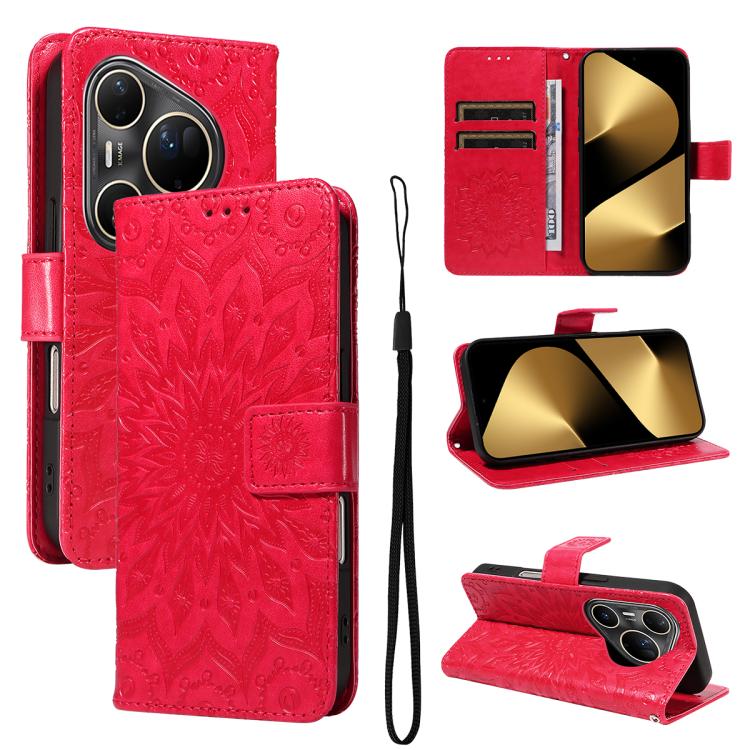 Embossed Sunflower Pattern Flip Leather Phone Case, For Huawei Pura 90 Pro Max 5G, For Huawei Pura 90 Pro 5G, For Huawei Pura 90 5G, For Huawei nova 14 5G / 14 Lite 5G, For Huawei Pura 80 Ultra 5G, For Huawei Pura 80 Pro 5G, For Huawei Pura 80 5G