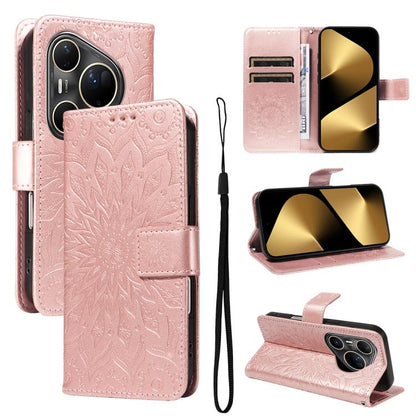 Embossed Sunflower Pattern Flip Leather Phone Case, For Huawei Pura 90 Pro Max 5G, For Huawei Pura 90 Pro 5G, For Huawei Pura 90 5G, For Huawei nova 14 5G / 14 Lite 5G, For Huawei Pura 80 Ultra 5G, For Huawei Pura 80 Pro 5G, For Huawei Pura 80 5G