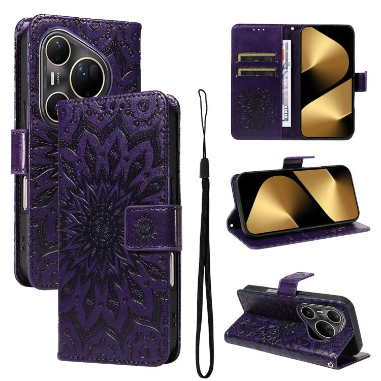 Embossed Sunflower Pattern Flip Leather Phone Case, For Huawei Pura 90 Pro Max 5G, For Huawei Pura 90 Pro 5G, For Huawei Pura 90 5G, For Huawei nova 14 5G / 14 Lite 5G, For Huawei Pura 80 Ultra 5G, For Huawei Pura 80 Pro 5G, For Huawei Pura 80 5G