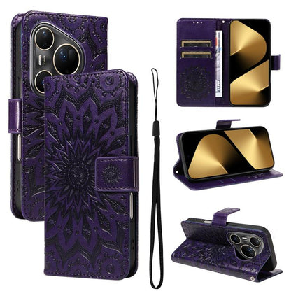 Embossed Sunflower Pattern Flip Leather Phone Case, For Huawei Pura 90 Pro Max 5G, For Huawei Pura 90 Pro 5G, For Huawei Pura 90 5G, For Huawei nova 14 5G / 14 Lite 5G, For Huawei Pura 80 Ultra 5G, For Huawei Pura 80 Pro 5G, For Huawei Pura 80 5G