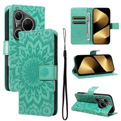 Embossed Sunflower Pattern Flip Leather Phone Case, For Huawei Pura 90 Pro Max 5G, For Huawei Pura 90 Pro 5G, For Huawei Pura 90 5G, For Huawei nova 14 5G / 14 Lite 5G, For Huawei Pura 80 Ultra 5G, For Huawei Pura 80 Pro 5G, For Huawei Pura 80 5G