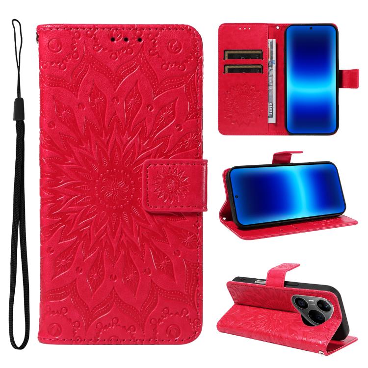 Embossed Sunflower Pattern Flip Leather Phone Case, For Huawei Pura 90 Pro Max 5G, For Huawei Pura 90 Pro 5G, For Huawei Pura 90 5G, For Huawei nova 14 5G / 14 Lite 5G, For Huawei Pura 80 Ultra 5G, For Huawei Pura 80 Pro 5G, For Huawei Pura 80 5G