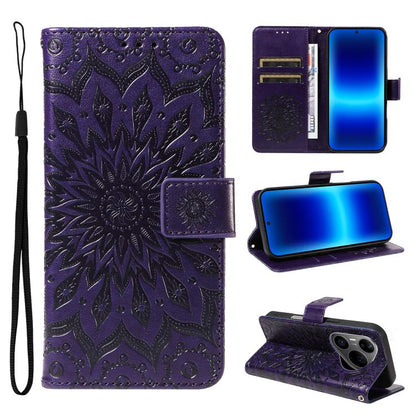 Embossed Sunflower Pattern Flip Leather Phone Case, For Huawei Pura 90 Pro Max 5G, For Huawei Pura 90 Pro 5G, For Huawei Pura 90 5G, For Huawei nova 14 5G / 14 Lite 5G, For Huawei Pura 80 Ultra 5G, For Huawei Pura 80 Pro 5G, For Huawei Pura 80 5G
