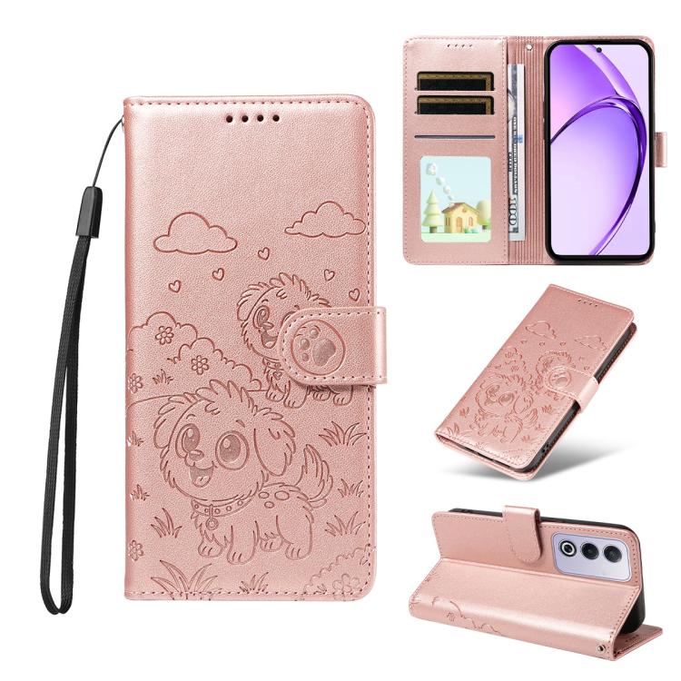 Embossed Heart Dog RFID Blocking Wallet Leather Phone Case, For OPPO A7 Pro Max 5G, For OPPO F33 Pro 5G Global, For OPPO Reno15 F Global, For OPPO Reno15 Global /15C, For OPPO A6 Pro 5G / A6X 5G Global, For OPPO Find X9, For OPPO A6 Pro 4G / 5G Global ...