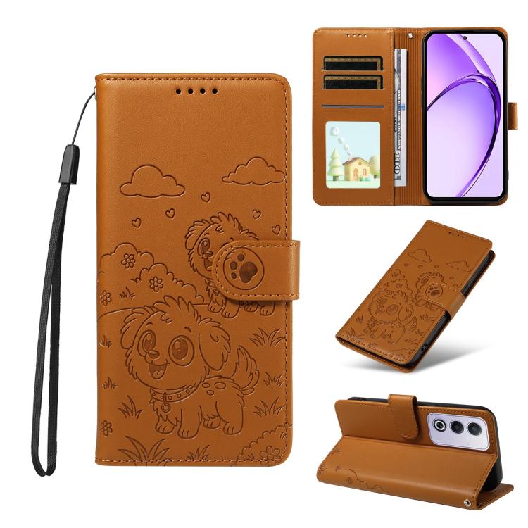 Embossed Heart Dog RFID Blocking Wallet Leather Phone Case, For OPPO A7 Pro Max 5G, For OPPO F33 Pro 5G Global, For OPPO Reno15 F Global, For OPPO Reno15 Global /15C, For OPPO A6 Pro 5G / A6X 5G Global, For OPPO Find X9, For OPPO A6 Pro 4G / 5G Global ...