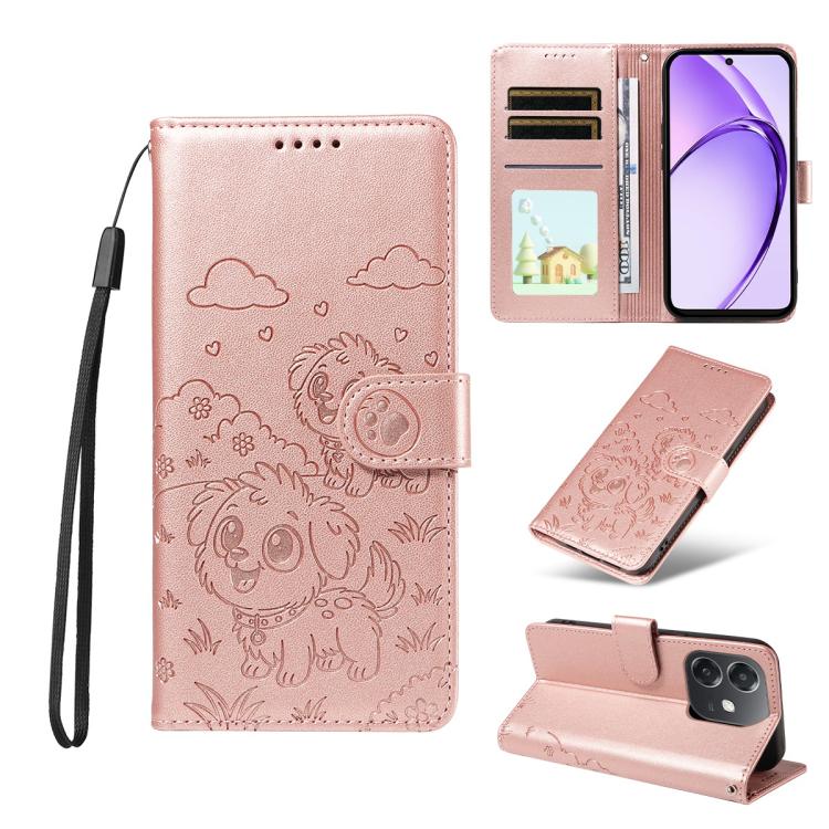 Embossed Heart Dog RFID Blocking Wallet Leather Phone Case, For OPPO A7 Pro Max 5G, For OPPO F33 Pro 5G Global, For OPPO Reno15 F Global, For OPPO Reno15 Global /15C, For OPPO A6 Pro 5G / A6X 5G Global, For OPPO Find X9, For OPPO A6 Pro 4G / 5G Global ...