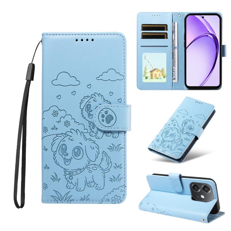 Embossed Heart Dog RFID Blocking Wallet Leather Phone Case, For OPPO A7 Pro Max 5G, For OPPO F33 Pro 5G Global, For OPPO Reno15 F Global, For OPPO Reno15 Global /15C, For OPPO A6 Pro 5G / A6X 5G Global, For OPPO Find X9, For OPPO A6 Pro 4G / 5G Global ...