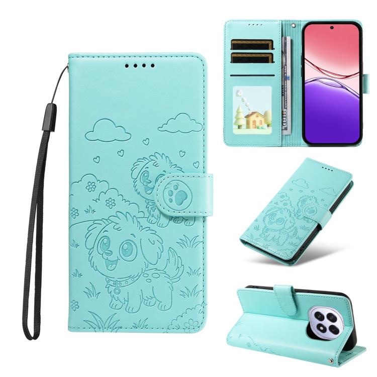 Embossed Heart Dog RFID Blocking Wallet Leather Phone Case, For OPPO A7 Pro Max 5G, For OPPO F33 Pro 5G Global, For OPPO Reno15 F Global, For OPPO Reno15 Global /15C, For OPPO A6 Pro 5G / A6X 5G Global, For OPPO Find X9, For OPPO A6 Pro 4G / 5G Global ...