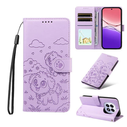 Embossed Heart Dog RFID Blocking Wallet Leather Phone Case, For OPPO A7 Pro Max 5G, For OPPO F33 Pro 5G Global, For OPPO Reno15 F Global, For OPPO Reno15 Global /15C, For OPPO A6 Pro 5G / A6X 5G Global, For OPPO Find X9, For OPPO A6 Pro 4G / 5G Global ...