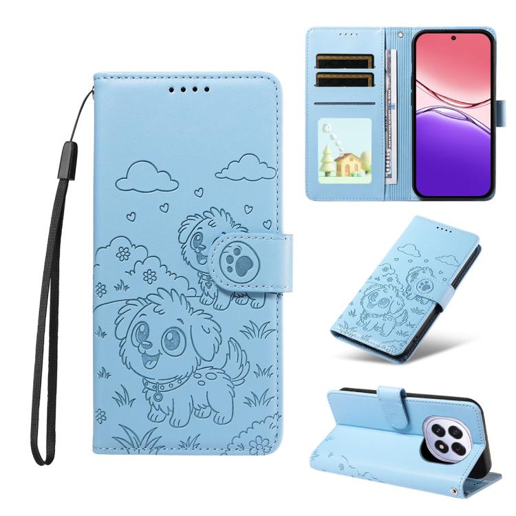 Embossed Heart Dog RFID Blocking Wallet Leather Phone Case, For OPPO A7 Pro Max 5G, For OPPO F33 Pro 5G Global, For OPPO Reno15 F Global, For OPPO Reno15 Global /15C, For OPPO A6 Pro 5G / A6X 5G Global, For OPPO Find X9, For OPPO A6 Pro 4G / 5G Global ...