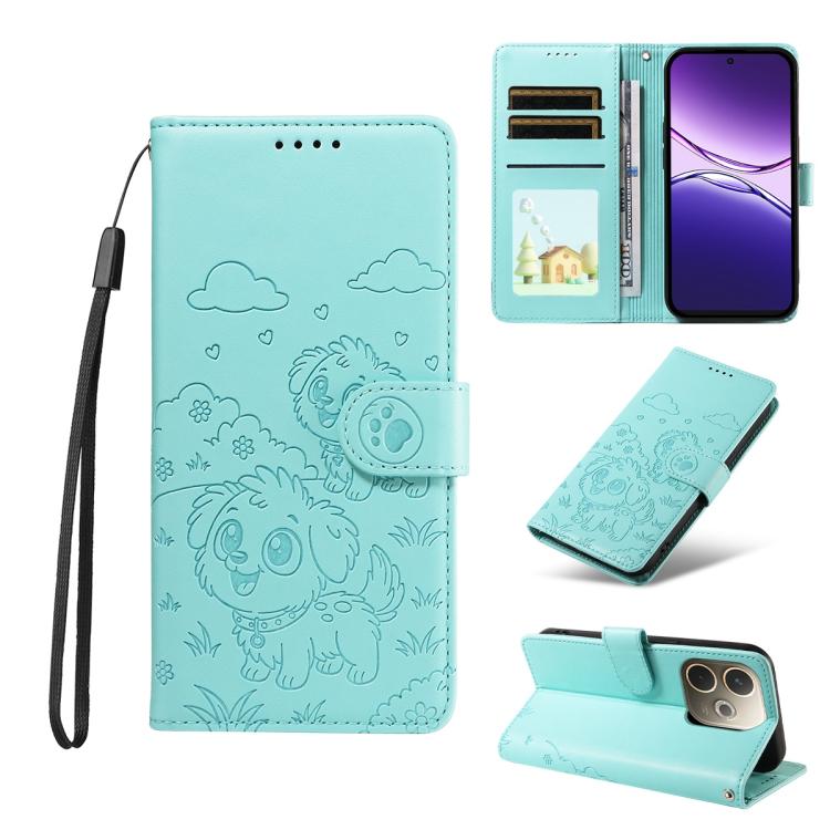 Embossed Heart Dog RFID Blocking Wallet Leather Phone Case, For OPPO A7 Pro Max 5G, For OPPO F33 Pro 5G Global, For OPPO Reno15 F Global, For OPPO Reno15 Global /15C, For OPPO A6 Pro 5G / A6X 5G Global, For OPPO Find X9, For OPPO A6 Pro 4G / 5G Global ...