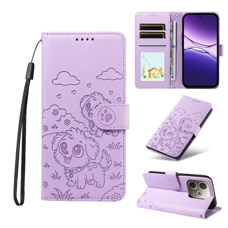 Embossed Heart Dog RFID Blocking Wallet Leather Phone Case, For OPPO A7 Pro Max 5G, For OPPO F33 Pro 5G Global, For OPPO Reno15 F Global, For OPPO Reno15 Global /15C, For OPPO A6 Pro 5G / A6X 5G Global, For OPPO Find X9, For OPPO A6 Pro 4G / 5G Global ...