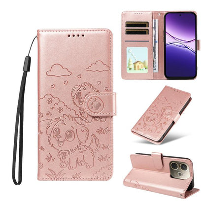 Embossed Heart Dog RFID Blocking Wallet Leather Phone Case, For OPPO A7 Pro Max 5G, For OPPO F33 Pro 5G Global, For OPPO Reno15 F Global, For OPPO Reno15 Global /15C, For OPPO A6 Pro 5G / A6X 5G Global, For OPPO Find X9, For OPPO A6 Pro 4G / 5G Global ...