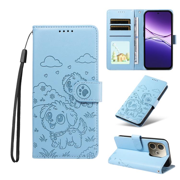 Embossed Heart Dog RFID Blocking Wallet Leather Phone Case, For OPPO A7 Pro Max 5G, For OPPO F33 Pro 5G Global, For OPPO Reno15 F Global, For OPPO Reno15 Global /15C, For OPPO A6 Pro 5G / A6X 5G Global, For OPPO Find X9, For OPPO A6 Pro 4G / 5G Global ...
