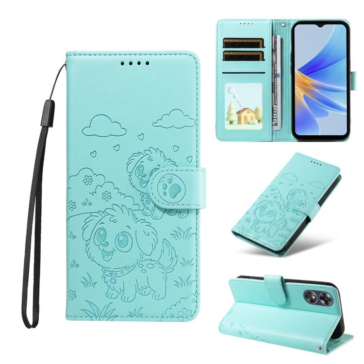 Embossed Heart Dog RFID Blocking Wallet Leather Phone Case, For OPPO Reno12 Pro 5G Global, For OPPO Reno12 Global, For OPPO Reno11 F / F25 Pro, For OPPO Reno11 5G Global, For OPPO Reno11 Pro Global, For OPPO A38 4G Global / A18 4G, For OPPO A58 4G     ...