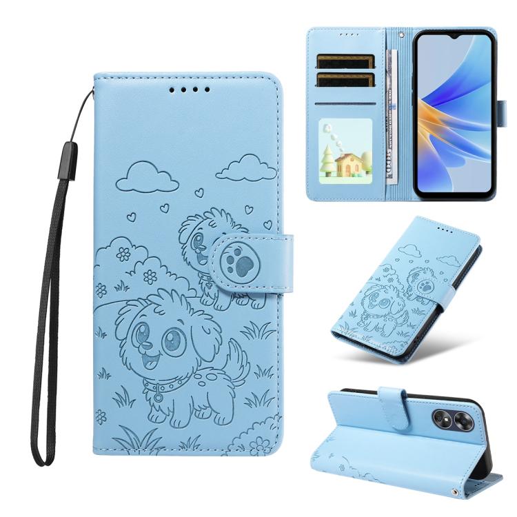 Embossed Heart Dog RFID Blocking Wallet Leather Phone Case, For OPPO Reno12 Pro 5G Global, For OPPO Reno12 Global, For OPPO Reno11 F / F25 Pro, For OPPO Reno11 5G Global, For OPPO Reno11 Pro Global, For OPPO A38 4G Global / A18 4G, For OPPO A58 4G     ...