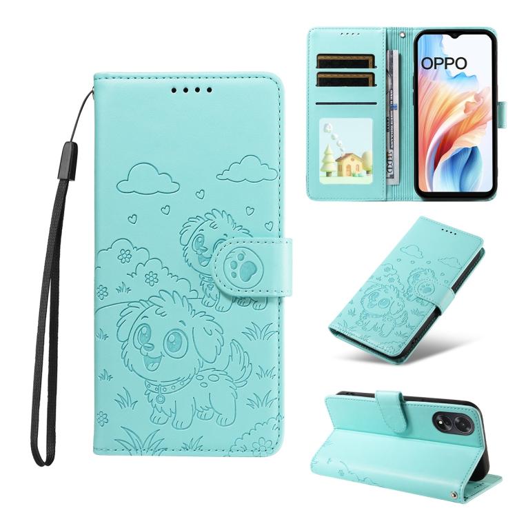 Embossed Heart Dog RFID Blocking Wallet Leather Phone Case, For OPPO Reno12 Pro 5G Global, For OPPO Reno12 Global, For OPPO Reno11 F / F25 Pro, For OPPO Reno11 5G Global, For OPPO Reno11 Pro Global, For OPPO A38 4G Global / A18 4G, For OPPO A58 4G     ...