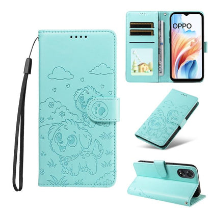 Embossed Heart Dog RFID Blocking Wallet Leather Phone Case, For OPPO Reno12 Pro 5G Global, For OPPO Reno12 Global, For OPPO Reno11 F / F25 Pro, For OPPO Reno11 5G Global, For OPPO Reno11 Pro Global, For OPPO A38 4G Global / A18 4G, For OPPO A58 4G     ...