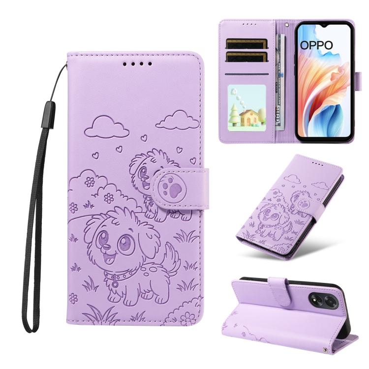 Embossed Heart Dog RFID Blocking Wallet Leather Phone Case, For OPPO Reno12 Pro 5G Global, For OPPO Reno12 Global, For OPPO Reno11 F / F25 Pro, For OPPO Reno11 5G Global, For OPPO Reno11 Pro Global, For OPPO A38 4G Global / A18 4G, For OPPO A58 4G     ...