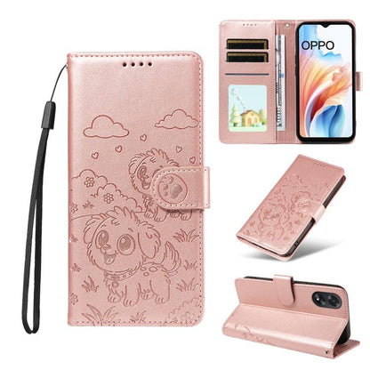Embossed Heart Dog RFID Blocking Wallet Leather Phone Case, For OPPO Reno12 Pro 5G Global, For OPPO Reno12 Global, For OPPO Reno11 F / F25 Pro, For OPPO Reno11 5G Global, For OPPO Reno11 Pro Global, For OPPO A38 4G Global / A18 4G, For OPPO A58 4G     ...