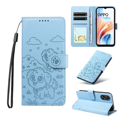 Embossed Heart Dog RFID Blocking Wallet Leather Phone Case, For OPPO Reno12 Pro 5G Global, For OPPO Reno12 Global, For OPPO Reno11 F / F25 Pro, For OPPO Reno11 5G Global, For OPPO Reno11 Pro Global, For OPPO A38 4G Global / A18 4G, For OPPO A58 4G     ...
