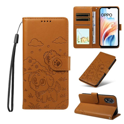 Embossed Heart Dog RFID Blocking Wallet Leather Phone Case, For OPPO Reno12 Pro 5G Global, For OPPO Reno12 Global, For OPPO Reno11 F / F25 Pro, For OPPO Reno11 5G Global, For OPPO Reno11 Pro Global, For OPPO A38 4G Global / A18 4G, For OPPO A58 4G     ...
